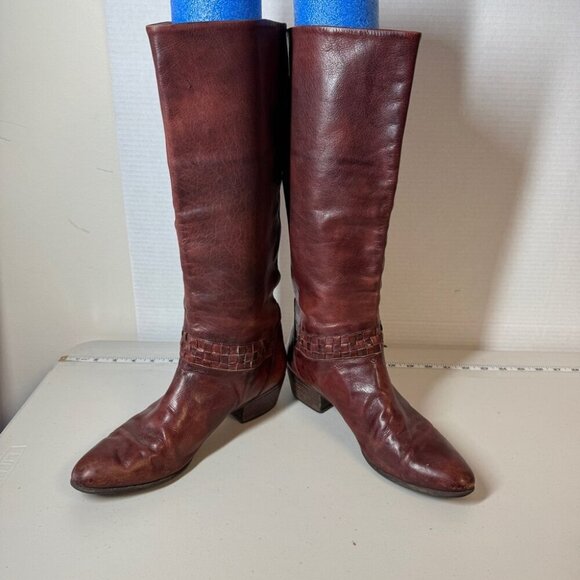 Vintage Redwood Leather Made in Italy Western Boho Tall Boots Size 40 1/2 - Picture 7 of 16